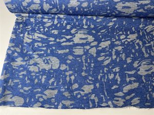 Bomuldsstrik - fint mønster i grå og blå